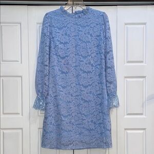 Allegra K Long Sleeve Blue Lace Dress